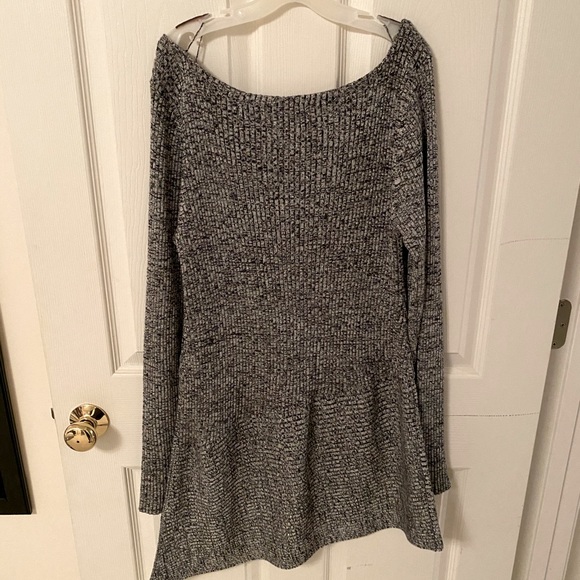 Asymmetrical Grey Knit Sweater Dress - Picture 2 of 3